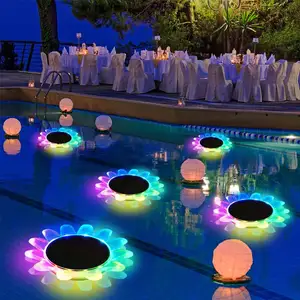 Lampu bunga tenaga surya kolam LED tahan air IP68 dengan pengendali jarak jauh lampu air mancur taman bunga matahari