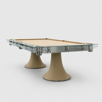 Table de billard de 9 pieds, table de billard pour salle de jeux à domicile, table de billard de luxe en verre trempé, cadre en acier inoxydable, base sur pieds modernes