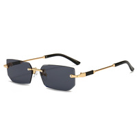 Lunettes de soleil de marque sans monture, coupe diamant, pour hommes et femmes, branches en métal, de styliste, nouvelle collection 2022