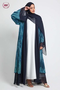 Nouvelle Arrivée 2026 : Abaya Musulmane Superposée Effet <span class=keywords><strong>Voile</strong></span> Océan, Robe de Luxe en Chiffon Style <span class=keywords><strong>Kimono</strong></span> à Manches Chauve-Souris – Vente en Gros - Product Image 3