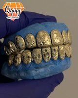 Grillz dentaire Hip Hop personnalisé en Argent S925, ensemble complet, texture diamantée, surface brossée et taillée, pour dents supérieures et inférieures
