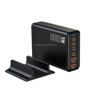 Xách tay 200W gan sạc 6-Port PD tường Adapter 2A + 4c USB Loại C nhanh chóng sạc điện thoại thông minh máy tính xách tay Đầu ra điện máy ảnh sử dụng - Product Image 3