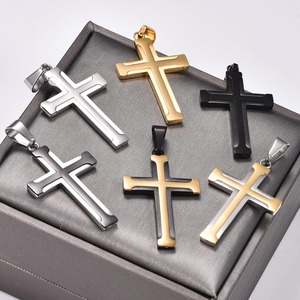 Collier pendentif croix en acier inoxydable tendance pour femmes et hommes, bijou religieux chrétien, amulette de prière, chaîne en métal - Product Image 4