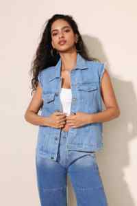 เสื้อกั๊กยีนส์แขนกุดน้ำหนักเบา เหมาะสำหรับการแต่งตัวหลากหลายสไตล์ - Product Image 2