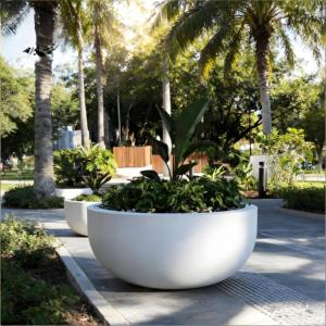 Jardinière cylindrique ronde en fibre de verre, options de couleurs blanc, noir, gris, style nordique, modèle durable, <span class=keywords><strong>d</strong></span>écoration pour <span class=keywords><strong>jardin</strong></span> et hall <span class=keywords><strong>d</strong></span>'hôtel - Product Image 1