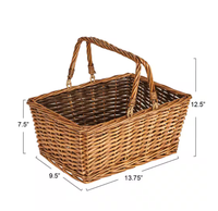 Panier de pique-nique aux copeaux de bois avec poignée oeufs de pâques tissés à la main bain de bonbons enfants jouet osier stockage cadeau emballage petit panier d'halloween