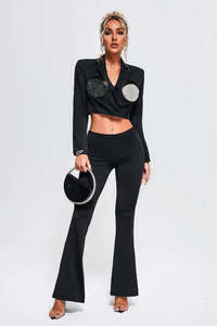 Ocstrade Fashion Runway Rhinestone Women'S <strong>Jackets</strong> Blazer Femme <strong>Black</strong> Long Sleeve Blazer Mujer <strong>Ladies</strong> <strong>Jackets</strong> and Coats Blazer - Product Image 3