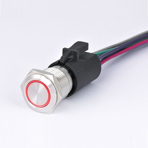 ONPOW 16mm Momentary Illuminated Metal Push Button Switch With Connector 12v