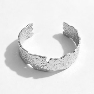 Irregular Water Wave Open Metal Bangle European American Popular Unique Street Style Trendy Women Fashion Bracelet - Product Image 2