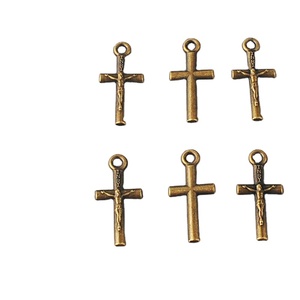 9*17mm 앤틱 브론즈 소형 가톨릭 십자가 로사리 팔찌 장식용 - Product Image 4