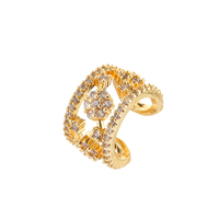 Anting-anting Cuff Zirkonia Kubik Bunga Tanpa Tindik, Anting-anting Jepit Terbuka, Anting-anting Cuff Bunga CZ untuk Wanita, Perhiasan Pesta