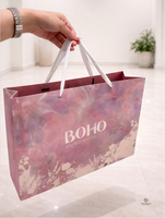 Sac cadeau en papier imprimé personnalisé mignon avec ruban en satin rose, sac d'emballage boutique pour anniversaire, cosmétiques, cadeaux