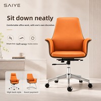 Chaise de bureau de direction haut de gamme en PVC avec structure en bois, design ergonomique, base 5 étoiles, vérin à gaz - Style moderne et minimaliste