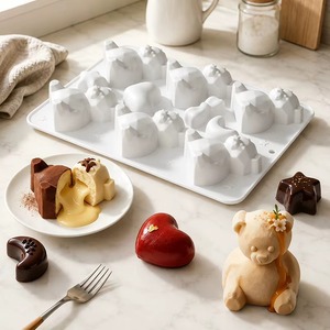 Factory Can Customize 10 Cavity <b>Cute</b> <b>Bear</b> Shape Fondant Silicone Mold LFGB Platinum Non Stick BPA Free Silicone Mousse Cake Mold - Product Image 1