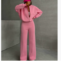 Ensemble de sweat-shirts décontractés pour femmes européennes et américaines, couleur unie, automne-hiver, style streetwear ample