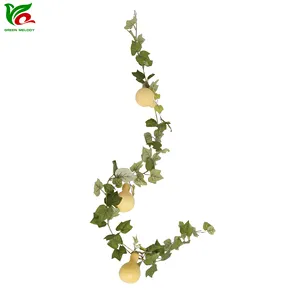 190CM Aritificial Rattan Branches With White Gourds Manufacturing Artificial Plants Real Looking For Home And Garden Decor