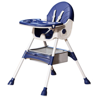 Chaise haute pliable multifonction en plastique pour enfants et bébés, avec dossier inclinable réglable, vente en gros