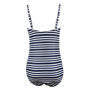 Maillot de bain une pièce froncé à rayures nautiques, maillot de bain pour <span class=keywords><strong>femme</strong></span> avec décolleté torsadé et bretelles réglables - Product Image 6