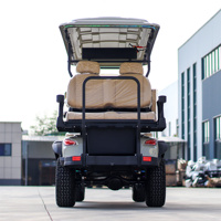Voiturette de golf 6 places avec moteur AC, tableau de bord LCD, caméra arrière, pare-brise pliable et sièges confortables en rangée.