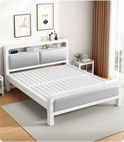 Tête de lit rembourrée avec rangement, cadre de lit king-size en métal, lit plateforme en acier robuste pour la décoration de chambre