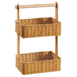 Panier <span class=keywords><strong>de</strong></span> rangement en rotin PE tressé à 2 couches, étanche, avec poignée, idéal pour les étagères, le garde-manger, le bureau, la chambre d'enfant, pour le Ramadan - Product Image 3
