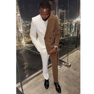 पुरुषों ने पेस्टल लैपल 2 रंग टुक्सेडो जैकेट पैंट कोट दूल्हे शादी का व्यवसाय औपचारिक रूप से तैयार किया 2 टुकड़े - Product Image 3