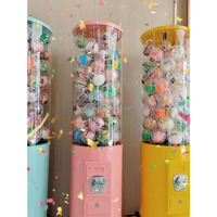 Distributeur automatique de capsules en plastique de grande taille (75-100 mm), machine à jouets à pièces, construction en acier, système de paiement par jeton, distributeur d'autocollants