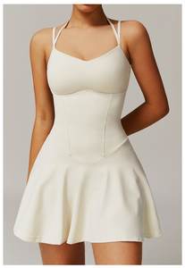 Jupe <span class=keywords><strong>de</strong></span> <span class=keywords><strong>tennis</strong></span> <span class=keywords><strong>de</strong></span> sport A-Line pour femmes avec base <span class=keywords><strong>de</strong></span> poche antidérapante Logo personnalisé Robe licou respirante pour la course à pied Sports <span class=keywords><strong>Tennis</strong></span> Wear - Product Image 3