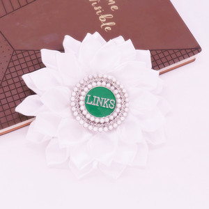 Delicati i collegamenti incorporati simbolo delicato verde e bianco corpetto di tono Pin fatto a mano nastro di raso collega signora spilla di fiori - Product Image 4