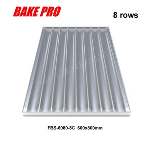 BAKE PRO FGS-6080 Plaque de cuisson en <span class=keywords><strong>aluminium</strong></span> pour baguettes avec 8 rangées, <span class=keywords><strong>grande</strong></span> <span class=keywords><strong>taille</strong></span>, moule à pain 600x800 - Product Image 2