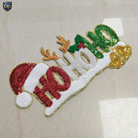 Patchs brodés personnalisés en chenille à sequins « Joyeux Noël » pour vêtements, à coudre ou thermocollants, vente en gros