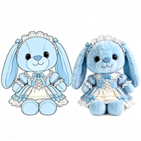 Peluche Lapin Bleu Moelleux avec Bandeau, Peluche Lapin Personnalisé avec Robe, Peluche Animal en Peluche, Peluche Lapin en Gros