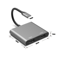 Adaptateur Portable 2 en 1 usb c vers 4K HD Type C Hub pour NOUVEAU MacBook/MacBook Pro/MacBook Air/LenovoYoga/Dell