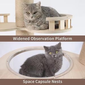 Moderna Torre Grande para Gatos de Varios Niveles en Madera Maciza, Árbol Rascador de Suelo a Techo, Mueble con Plataforma de Salto y Cama Navideña de Sisal para Escalar - Product Image 6