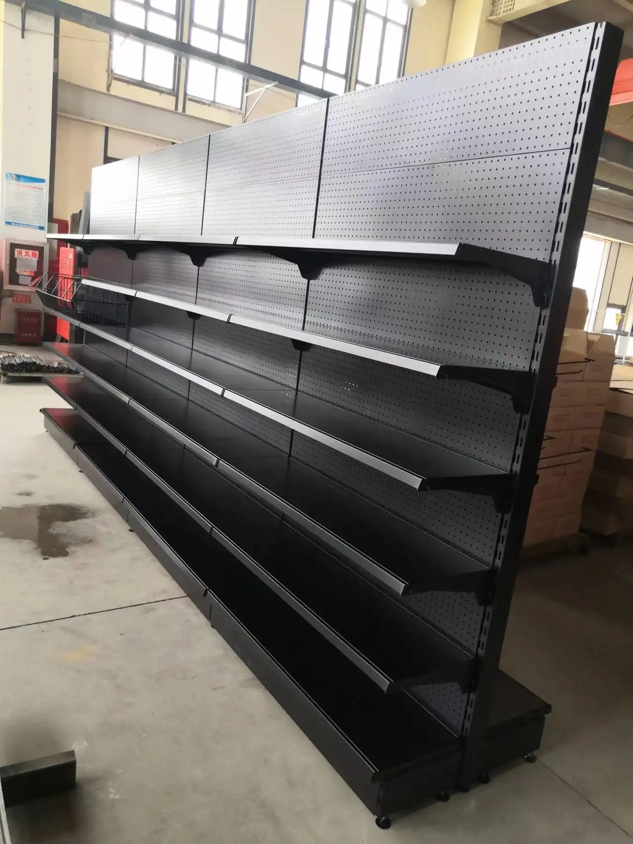 2023 hitam panel belakang datar rak Supermarket rak ritel untuk produk rak Supermarket