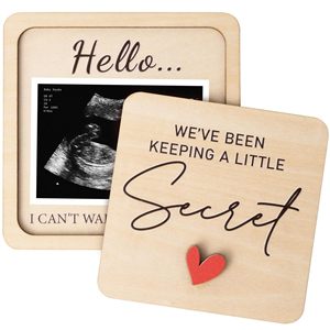 Cadre photo carré en bois personnalisé pour échographie de bébé, panneau d'<span class=keywords><strong>annonce</strong></span> de <span class=keywords><strong>grossesse</strong></span>, cadre souvenir nouveau-né - Product Image 1