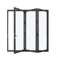 Porte pliante double en verre trempé résistant aux ouragans, en aluminium, pour terrasse, à double ouverture, design moderne