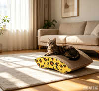 Griffoir pour chat pliable et réutilisable à 2 niveaux, écologique, durable, luxueux, moderne, en carton ondulé et lin, pour Halloween