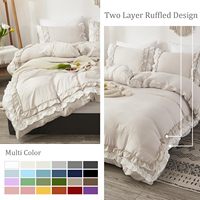 Parure de lit beige Bedorm avec housse de couette à volants, style shabby chic, ultra douce et facile d'entretien