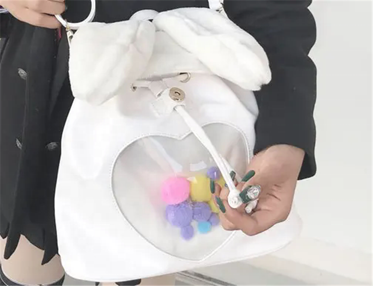 Customizable Plush Rabbit Ear Backpack with Clear Window Casual