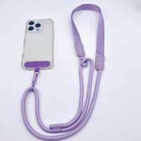 Cordon universel réglable en polyester pour téléphone portable, à porter en bandoulière ou autour du cou, avec patch de fixation pour iPhone, pour une utilisation comme chaîne de téléphone.