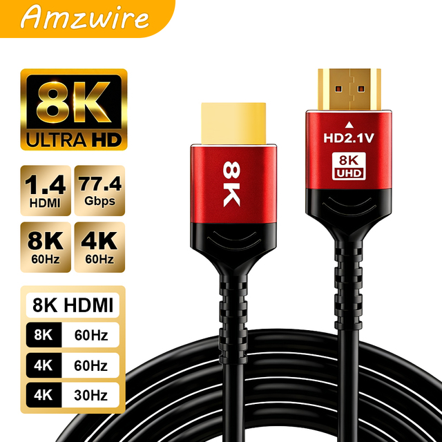 New Products HDMI Cable 4K 8K 1M 1.5M 2M 3M 5M 10M 15M 20M 30M 8K HDMI 2.1 Cable 8K 60Hz-4K 120Hz