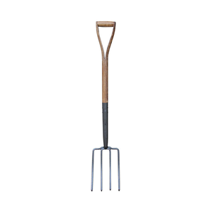 Outil de bêchage de jardin extérieur avec manche en bois, fourche agricole en acier métallique - Product Image 3