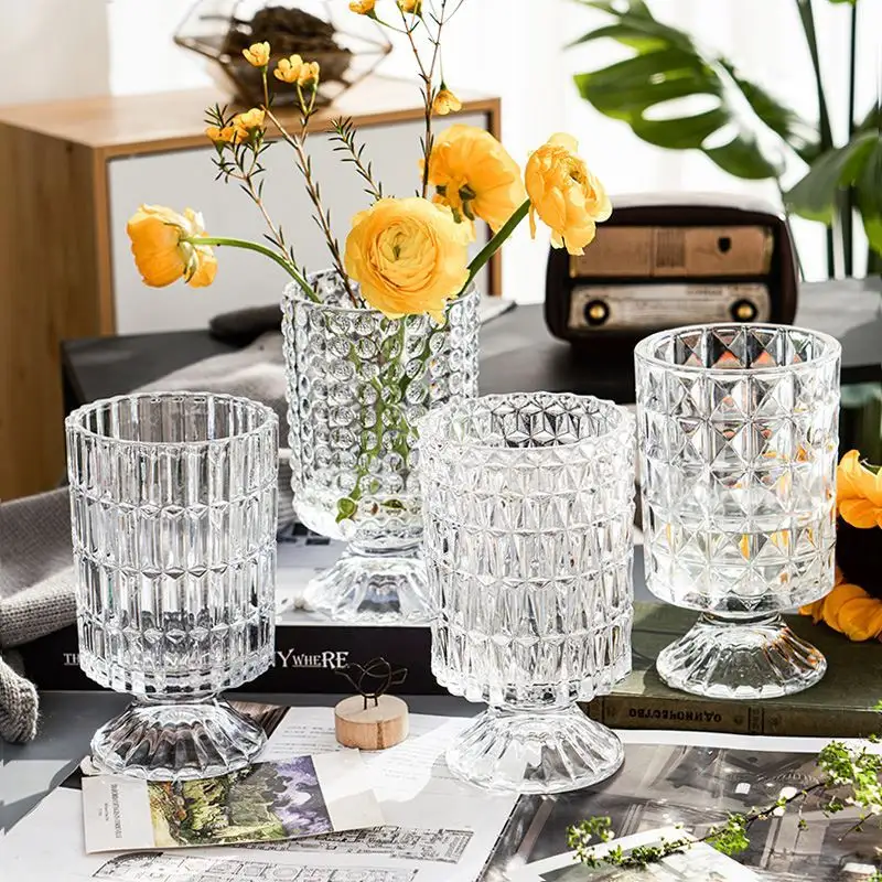 Vaso de flores de vidro lili, vaso de cristal moderno para decoração de mesa e casamento