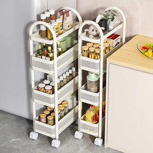 Carrito de Almacenamiento Metálico de Múltiples Niveles Youqin para Especias, para Cocina, Baño, Espacios Estrechos, Diseño Minimalista con Ruedas - Product Image 2