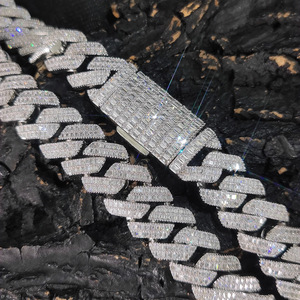 Su misura 20mm 2 righe Baguette CZ zircone con maglia cubana Miami bracciale collana Bling ottone Hip Hop gioielli collana