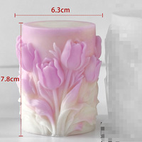Bougie Pilier en Cire de Soja Sculptée en Forme de Tulipe 3D en Relief, Parfumée, pour Décoration d'Intérieur et Ornement de Table de Mariage, Vente en Gros