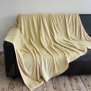 Tùy chỉnh 100% polyester hiện đại flannel Chăn siêu mềm 3D kẻ sọc màu rắn cho nhà giường sofa giường và ném - Product Image 2