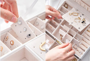 Estuche Organizador de Joyas Portátil de Viaje, Rectangular, de Cuero PU con Espejo - Product Image 5