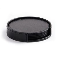 Sous-verres ronds en cuir PU personnalisables par sublimation pour boissons, avec support, vente en gros